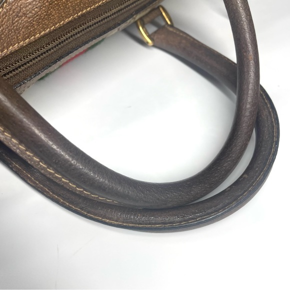 🔴SOLD🔴Gucci Boston Brown color Green & Red Web GG monogram Bag - Picture 11 of 16